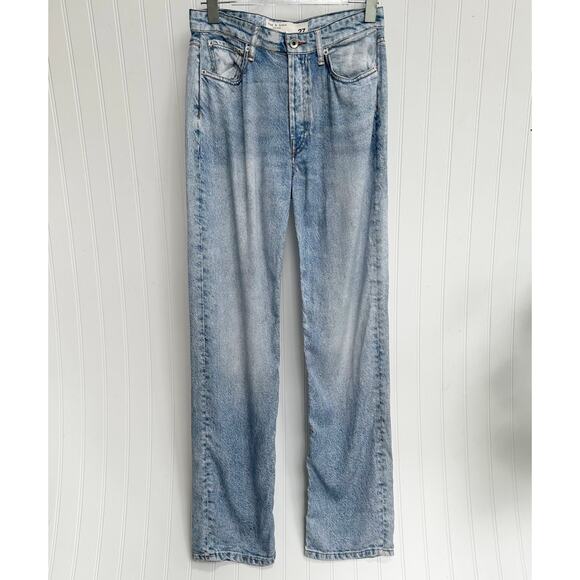 rag & bone Alexi Miramar Liquid Print Jeans Blue Tencel High Rise Straight 27 - Picture 2 of 6